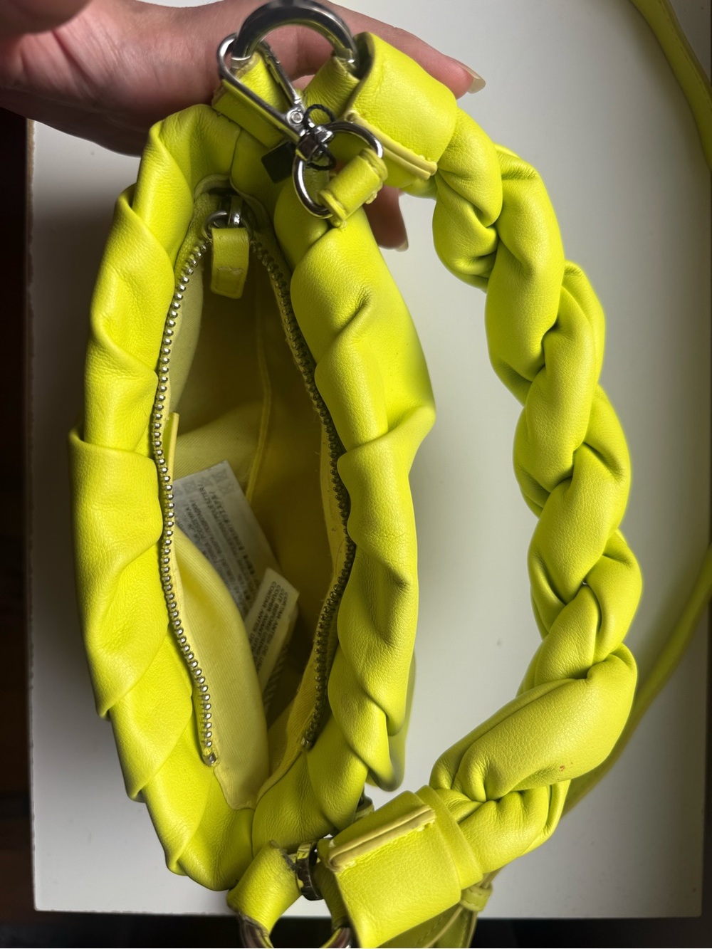 Mango Neon Yellow Braided Strap Shoulder Bag - Picture 5 of 6